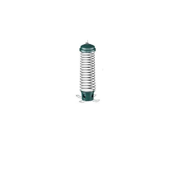 Misopily Outdoor Hanging Bird Feeder Metal with 4 Ports, Chew-Proof and Weather-Resistant in Green