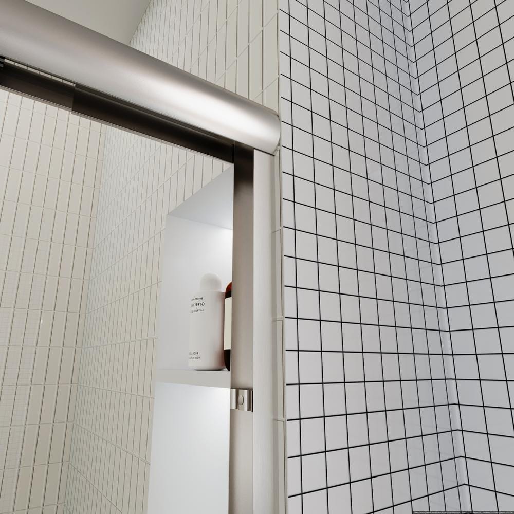 Chrome Double-Sliding Shower Door with Clear Glass Panels