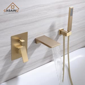 Single-Handle 1-Spray Tub and Shower Faucet in Brushed Gold, Valve Included