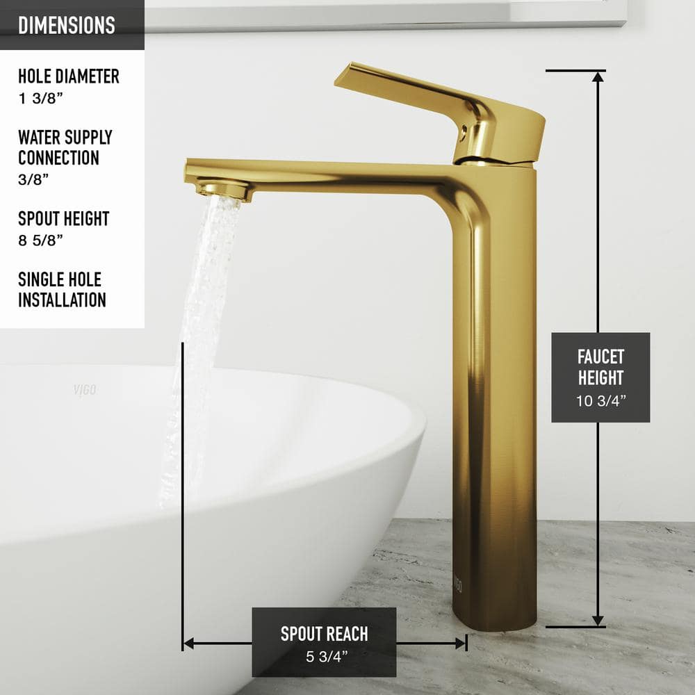 Copper Glass Rectangular Vessel Sink with Matte Gold Faucet