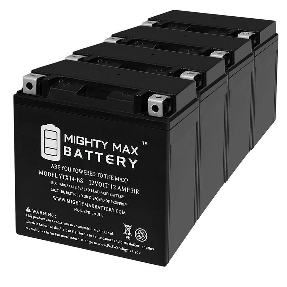 MIGHTY MAX BATTERY YTX14-BS 12V 12AH Replaces Kawasaki 300cc KLF300-B ...