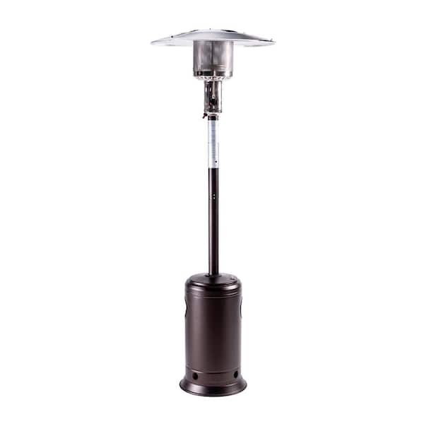Hooure Outdoor 47,000 BTU Brown Stainless Steel Patio Propane Heater with Portable Wheels