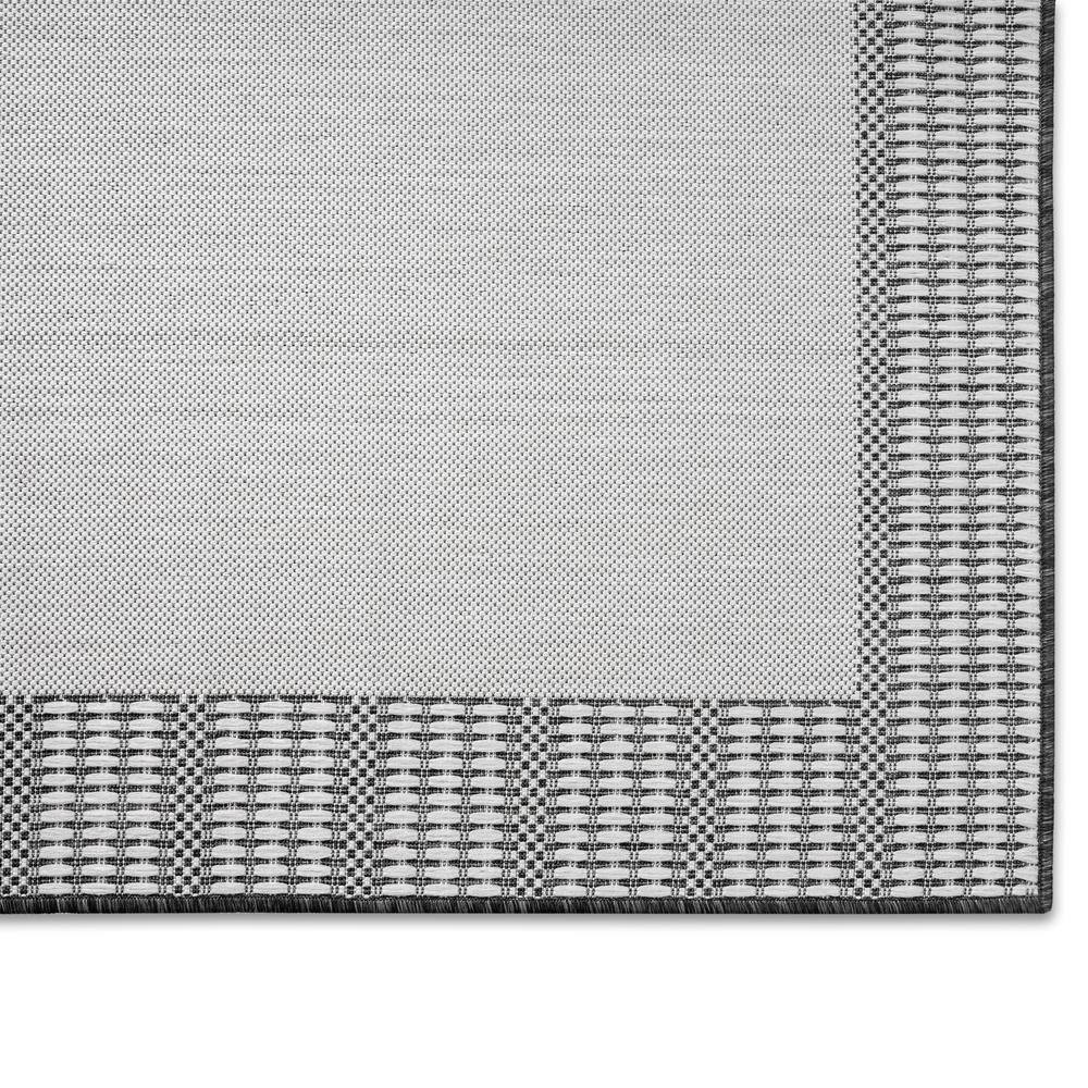 Grey and Black Synthetic Indoor/Outdoor Area Rug