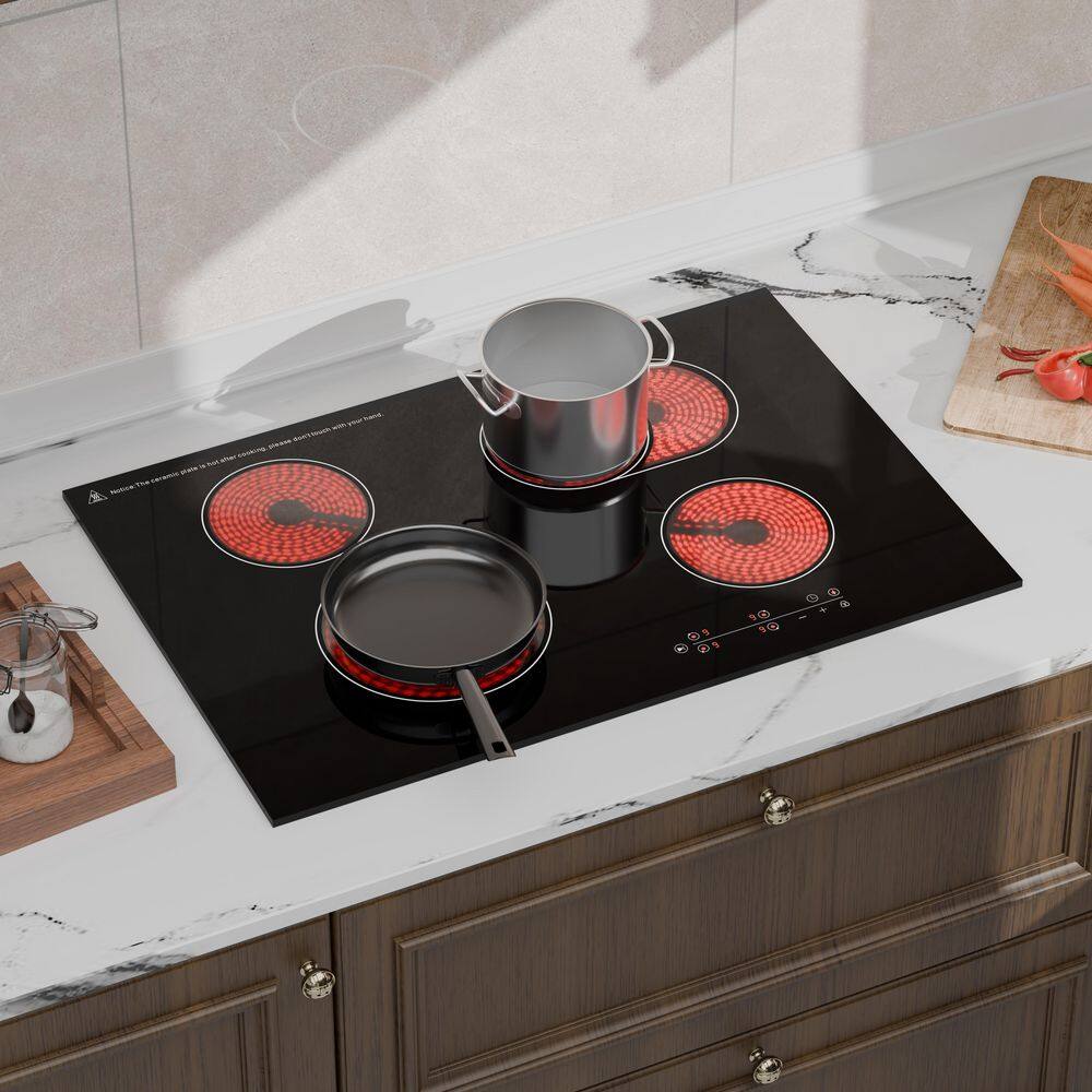 30 in. 4-Elements Ceramic Glass Surface Radiant Electric Cooktop in Black with Dual-Ring Burner price history on PriceWatchPro