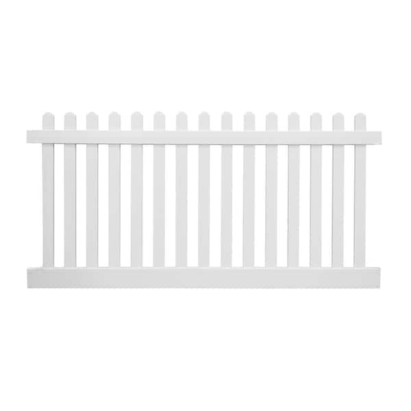 Weatherables Plymouth 4 ft. H x 124 ft. L White Vinyl Complete Privacy Fence Project Pack with a 4 ft. W Gate and Sika Post Mix