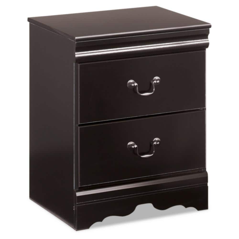 Black 2-Drawer Louis Philippe Nightstand