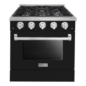 BOLD 30'' 4.2 Cu. Ft. 4 Burner Freestanding All Gas Range with Gas Stove and Gas Oven in Black Stainless steel