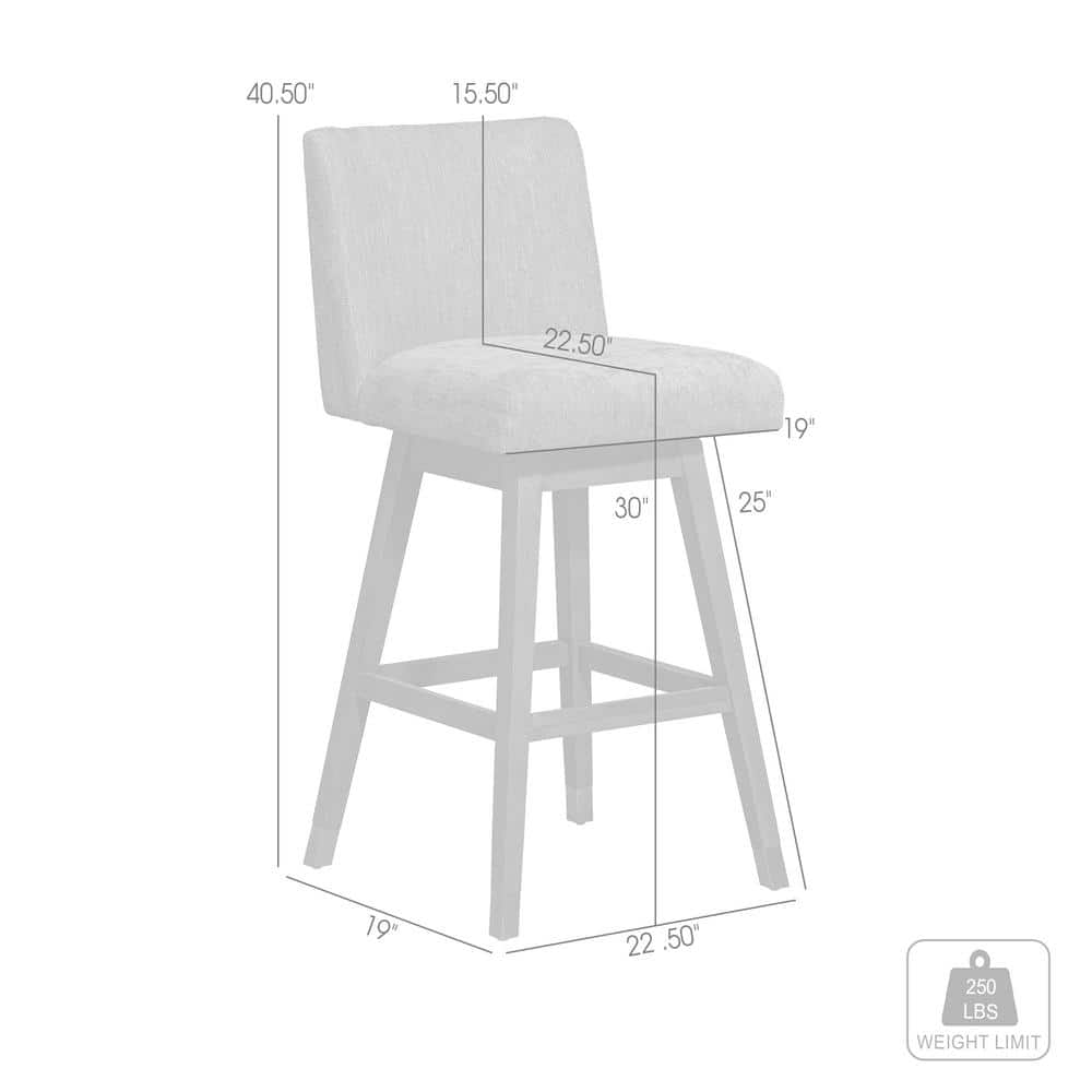 Grey Oak Wood Swivel Bar Stool with Grey Fabric