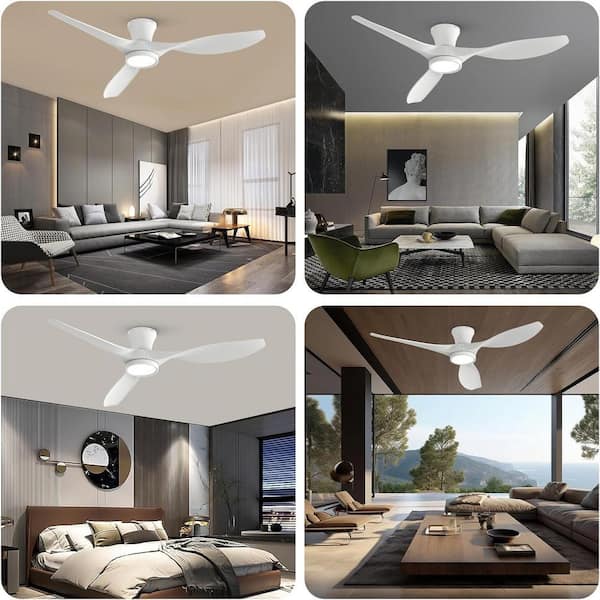 QRMOK R3 52 in. Indoor Ceiling Fan with Light and Remote Flush