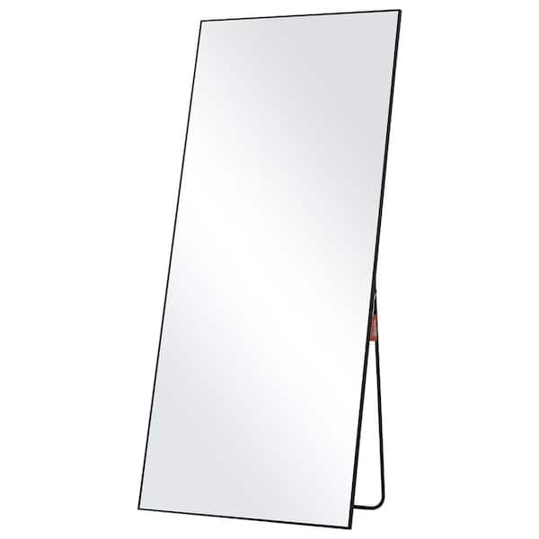 VEVOR 30.91 in. W x 1.38 in. H Metal Aluminum Alloy Frame Full Length Mirror in Black Floor Mirror