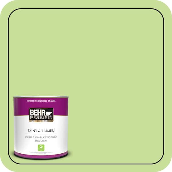 BEHR PREMIUM PLUS 1 qt. #420A-3 Key Lime Eggshell Enamel Low Odor Interior Paint & Primer