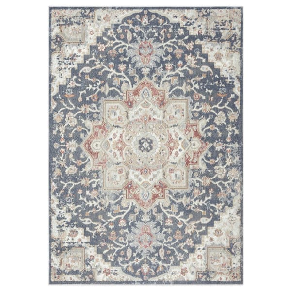 Home Dynamix Helen Valeria Ivory/Blue 8 ft. x 10 ft. Medallion Area Rug