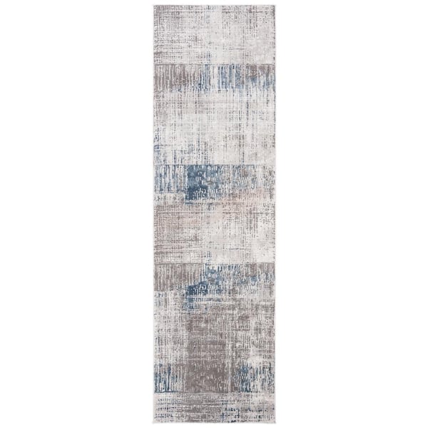 SAFAVIEH Craft Gray/Blue 2 ft. x 14 ft. Plaid Abstract Runner Rug