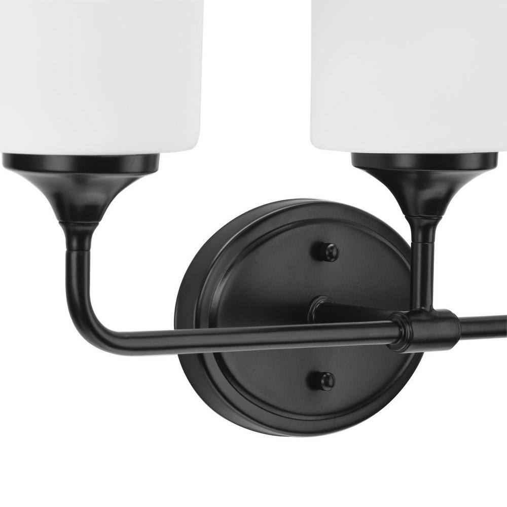 Matte Black 3-Light Bath Vanity with Etched White Glass Shades