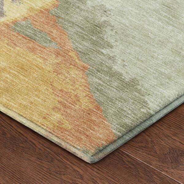 Mayfield Premium Machine Washable Abstract AMF2571 Celery 2 ft. x 3 ft. Accent Rug