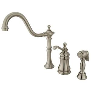 Victorian Single-Handle Standard Kitchen Faucet with Side Sprayer in Brushed Nickel