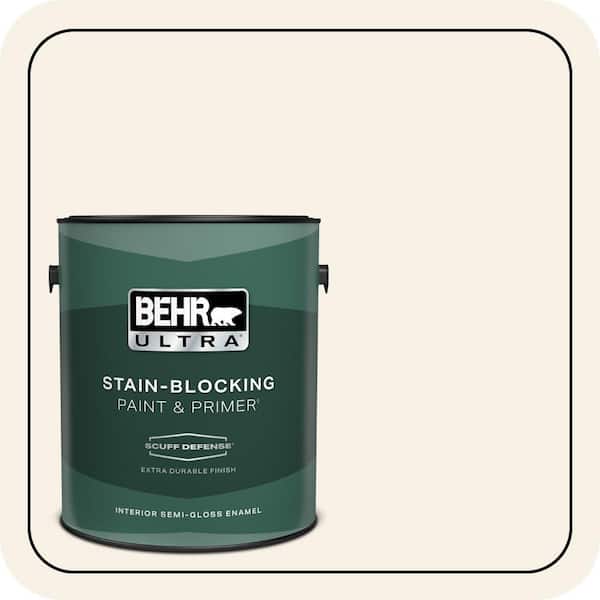 BEHR ULTRA 1 gal. #ECC-16-2 Bright Moon Extra Durable Semi-Gloss Enamel Interior Paint & Primer