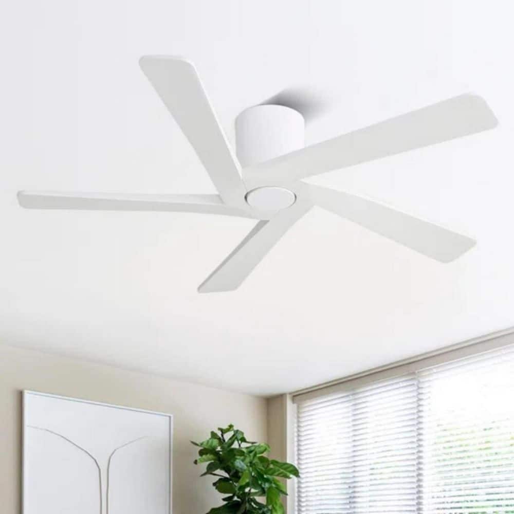 48 in. (4 ft. ) Indoor Flush Mount Standard Ceiling Fan, 5 Solid Wood Blades Ceiling Fan with Remote, White price history on PriceWatchPro