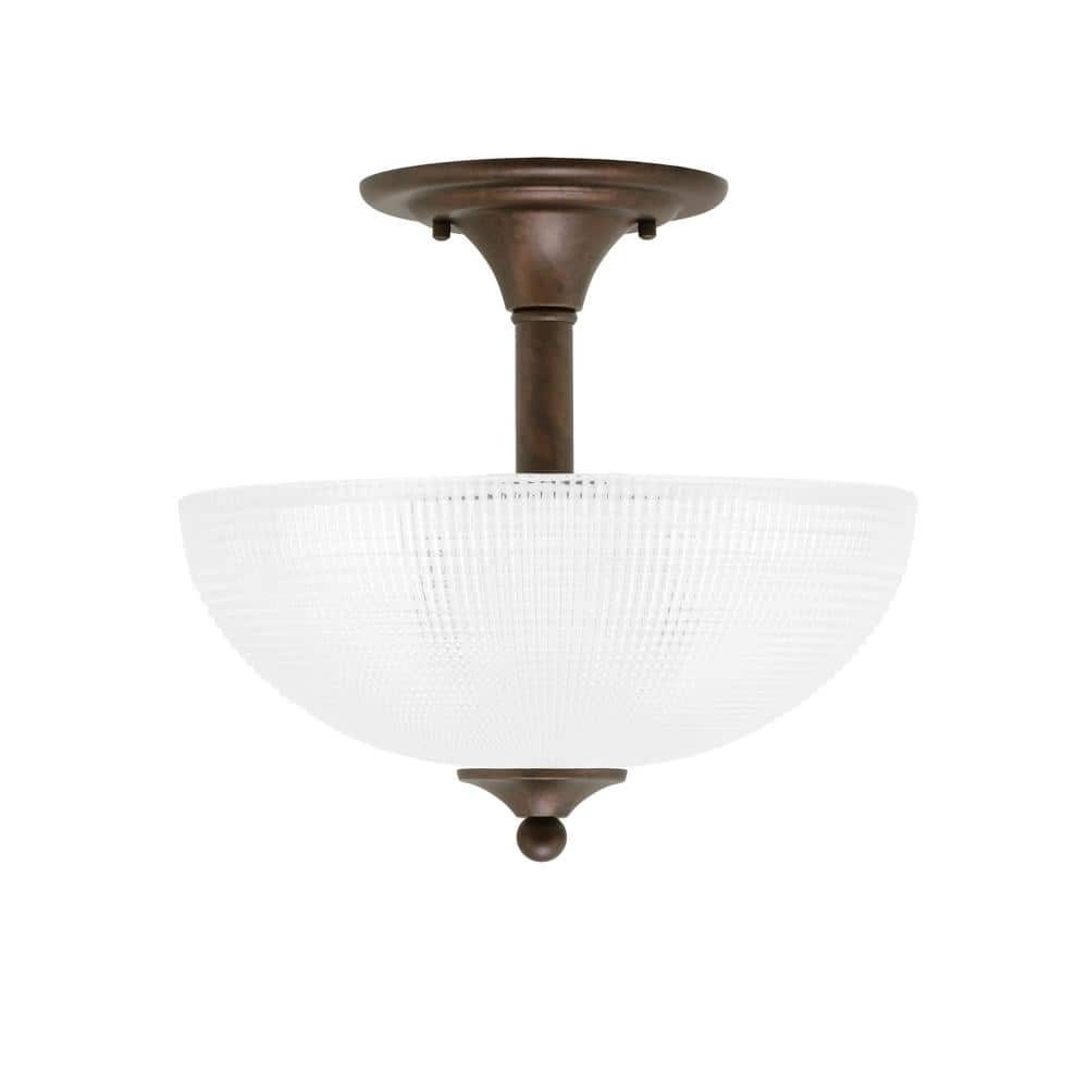 Bristol 16 in. 2-Light Bronze Transitional Semi-Flush Mount with 13 in. Cle