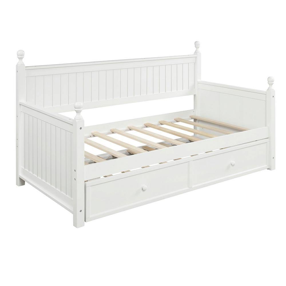 Angel Sar White Wood Twin Daybed with Twin Size Trundle SQW0078AAK ...