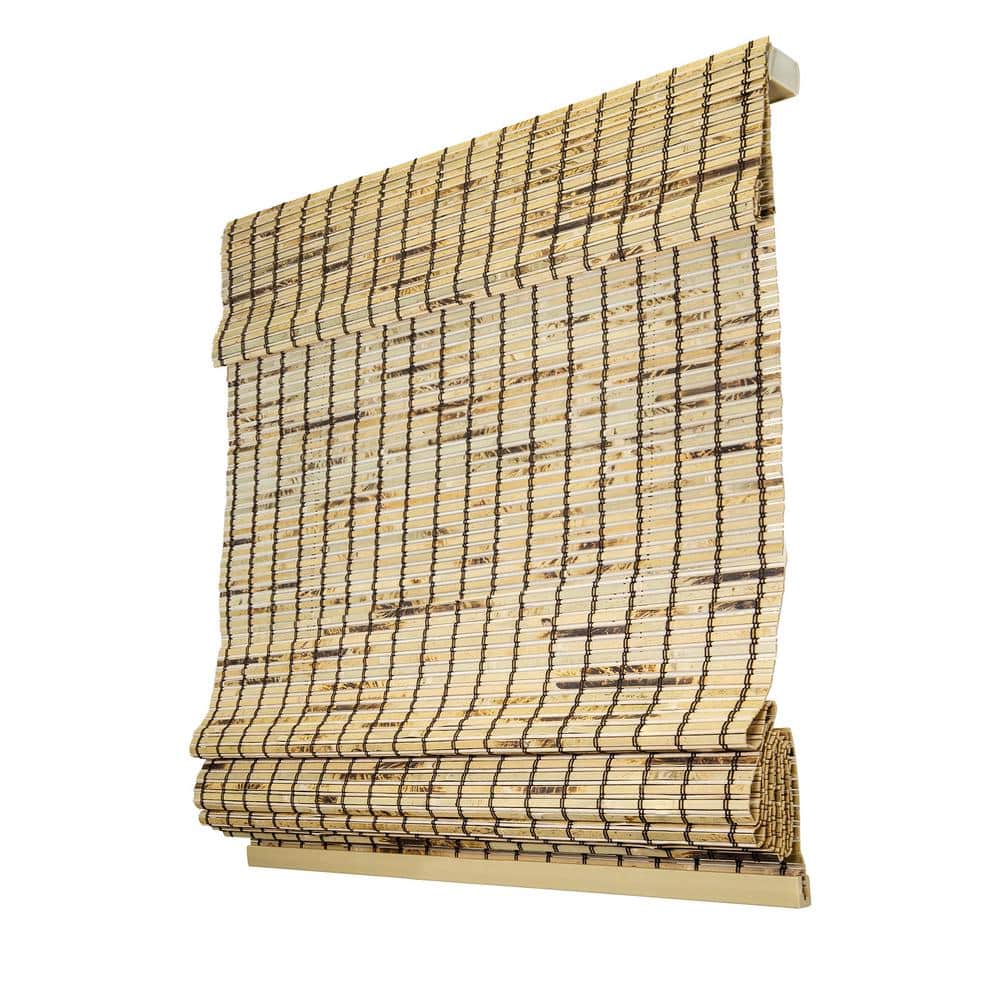 32" x 64" Light Brown Bamboo Cordless Roman Shade