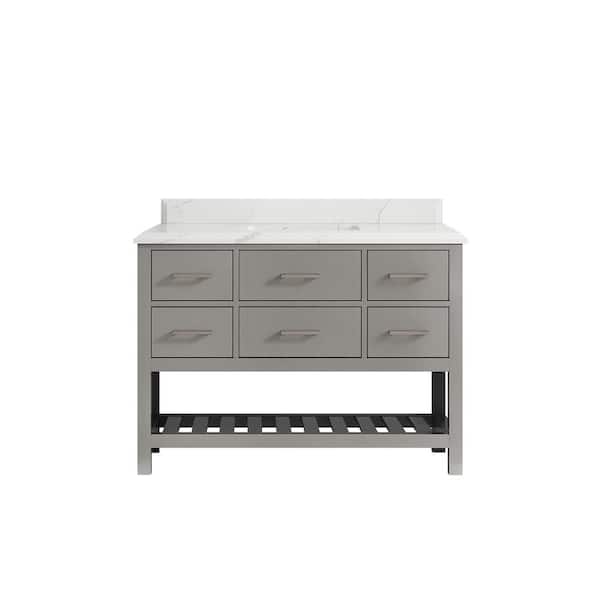 Willow Collections Parker 48 in. W x 22 in. D x 36 in. H Bath Vanity in Elephant Gray with Cove Edge Calacatta Quartz Top