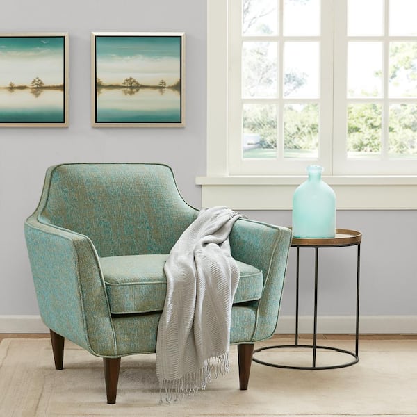 Madison Park Taye Blue-Green 33.5 in. W x 33.25 in. D x 32 in. H Mid Century Accent Chair
