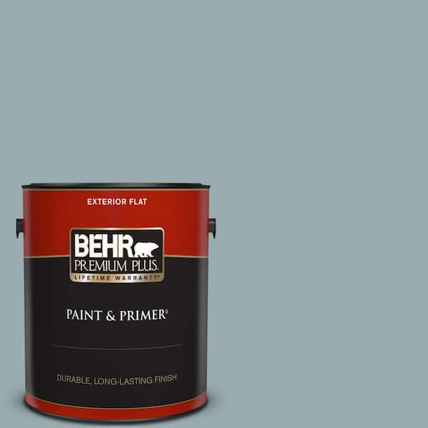 BEHR PREMIUM PLUS 1 gal. #BXC-28 Bucolic Blue Flat Exterior Paint & Primer