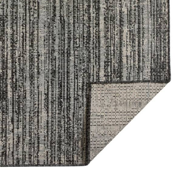 Brown, Ivory 8 ft. x 10 ft. Loomed Striped Polypropylene Rectangle Indoor/Outdoor Area Rug