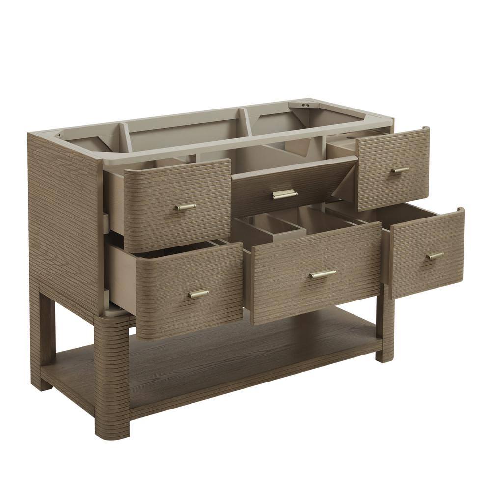 Lucian 48" Pebble Oak Single Vanity with Brass Hardware
