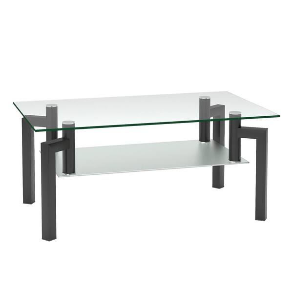 glass coffee table with bottom shelf