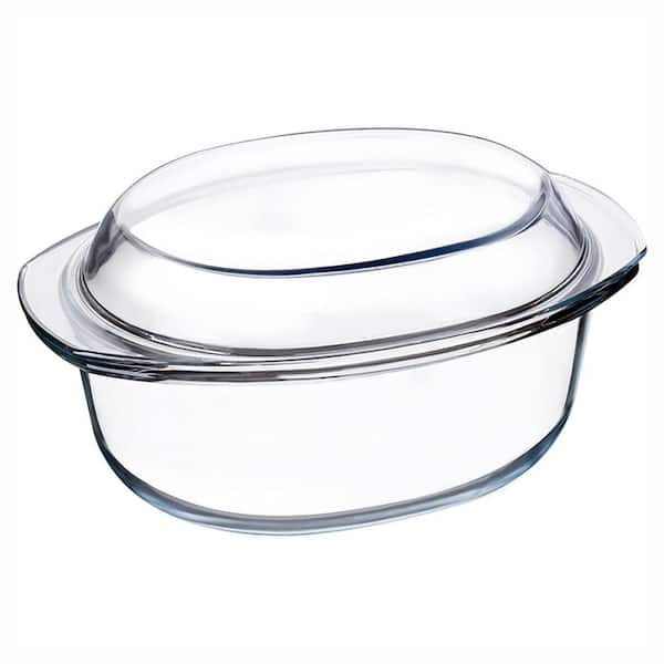 Oval Glass Casserole Dish with Lid Clear Glass Bakeware Oven Safe Microwave Compatible Multi-Purpose Covered Set