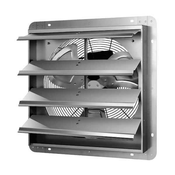 18 in. 2000 CFM Aluminum Wall Mounted Shutter Exhaust Fan with Automatic Louvers, High Speed 1450 RPM Fan, Silver