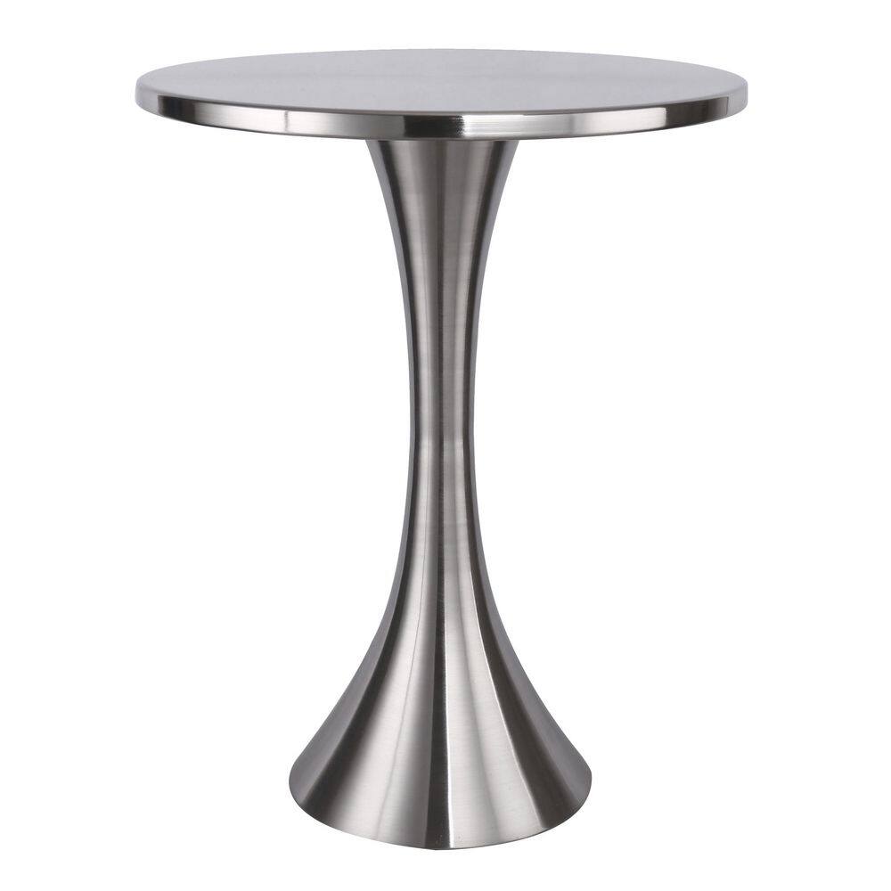Lenuxe 19 in. Brushed Nickel Round Metal End Table - thumbnail 9