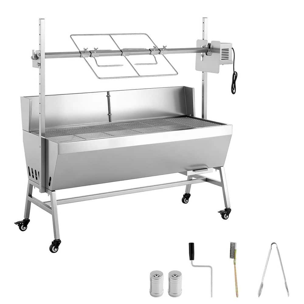 Rotisserie Grill with 132 lbs. Capacity, 4-Level Height, 38W BBQ Outdoor Pig and Lamb Spit Roaster Charcoal Spit Roaster
