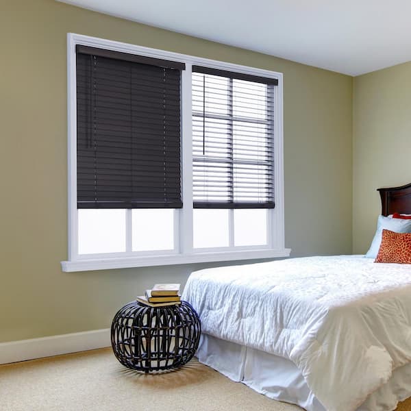 DEZ FURNISHINGS Cordless 2" Faux Wood Blinds – 44.75" W X 48" H, Dark Oak, Inside/Outside Mount, Room Darkening