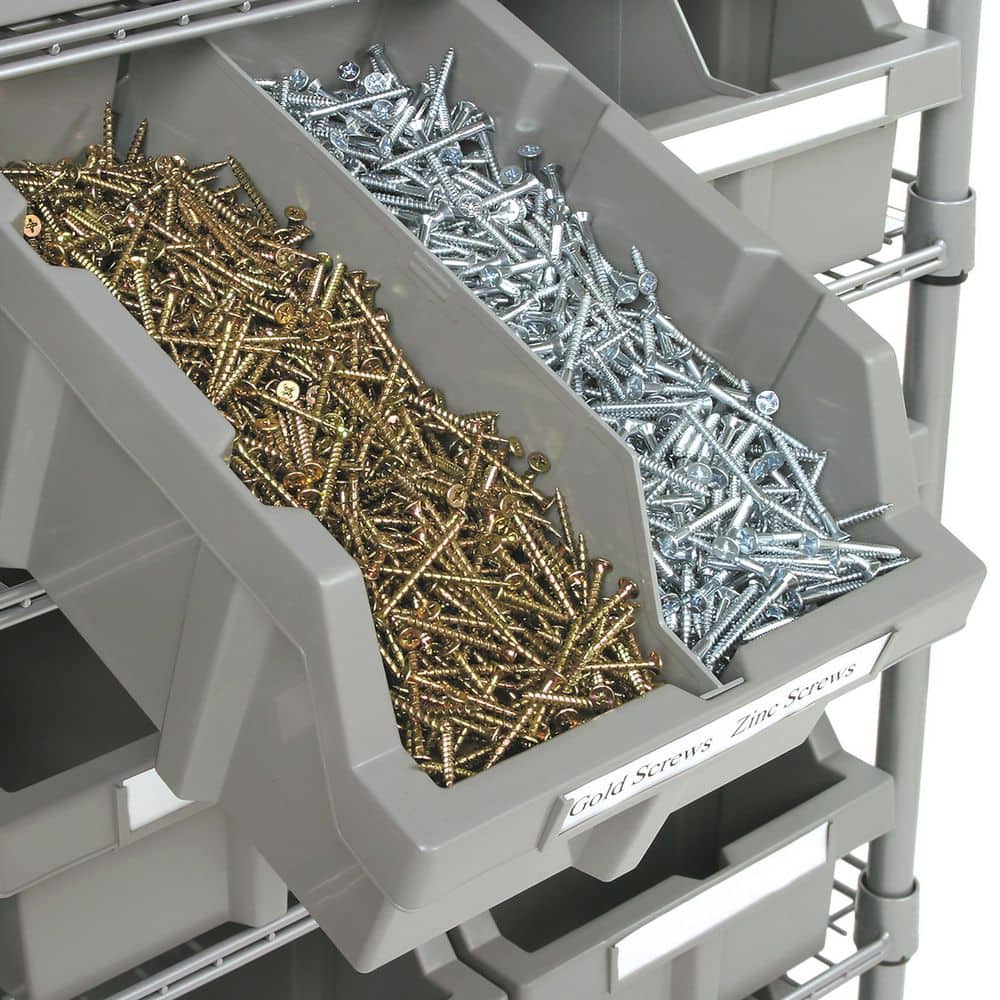 Gray 7-Tier Steel Wire Shelving Unit with 12 Bins