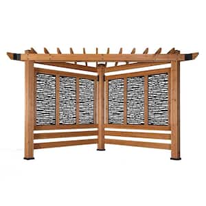 Backyard Discovery Tuscany 9 ft. x 9 ft. Light Brown Wooden Cabana Pergola  with Bamboo Privacy Panels and Pumice Conversation Seating 2002517COM - The  Home Depot