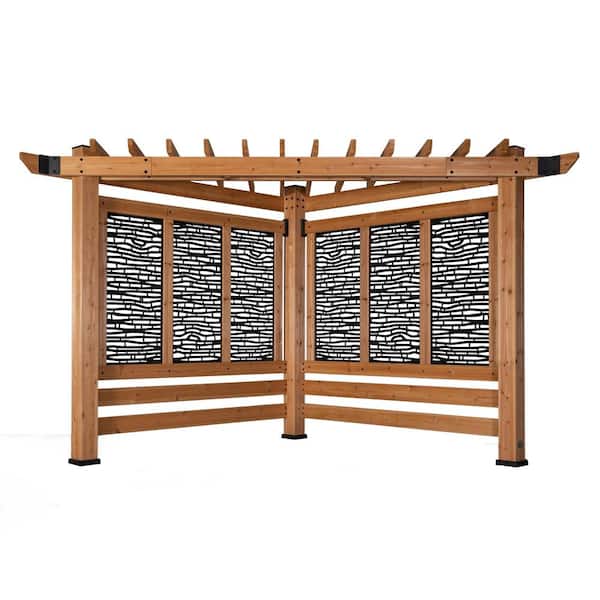 Backyard Discovery Verona 8 ft. x 8 ft. Light Brown Wooden Cabana Pergola with Bamboo Privacy Panels