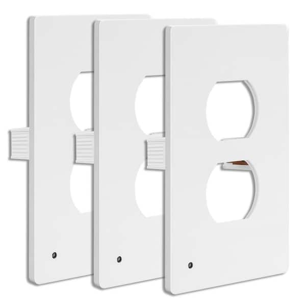 TOPGREENER 1-Gang Screwless Duplex Wall Plate with Nightlight, White (3-Pack)