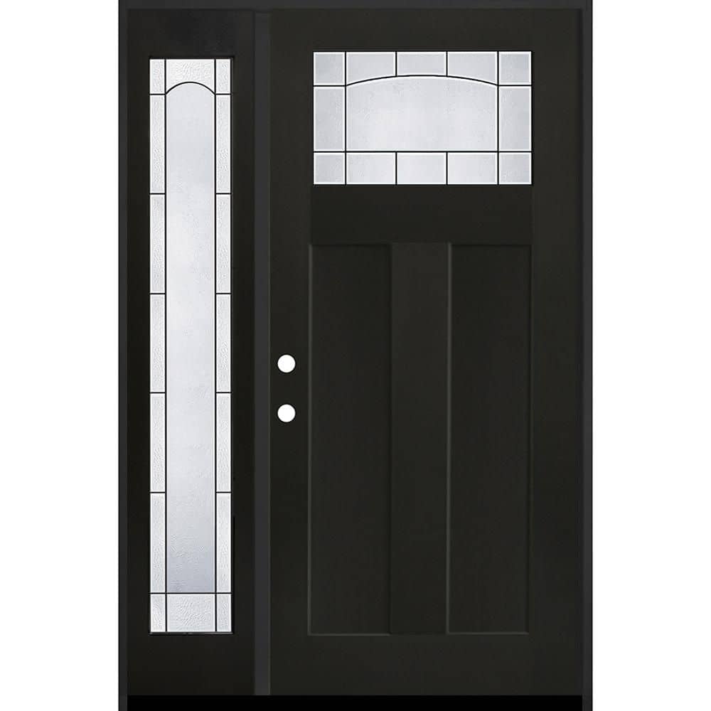Regency 53 in. x 80 in. 1/4 TopL Empire Glass LHOS Onyx Mahogany Fiberglass Prehung Front Door w/14in-Full SL 4-9/16 price history on PriceWatchPro