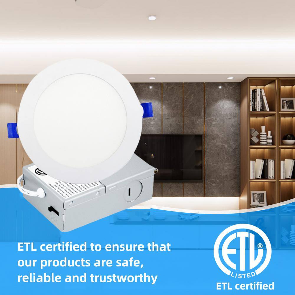 4-Inch White Aluminum Ultra Thin LED Recessed Downlight, 12 Pack