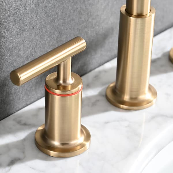 Tahanbath, Double Handle Wall Mount Bathroom Faucet in Brushed Gold. store New, 2 Are