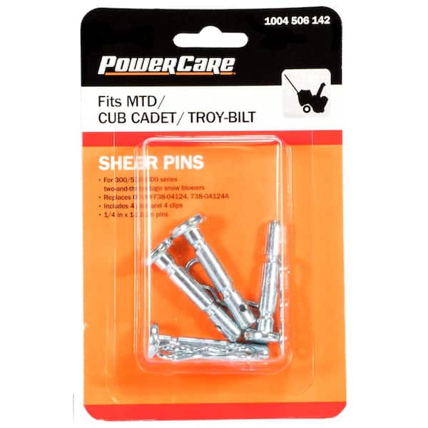 Powercare Shear Pins for Troy-Bilt, Cub Cadet, Craftsman Snow Blowers,  Replaces OEM no. 738-04124, 738-04124A PCR7501 - The Home Depot