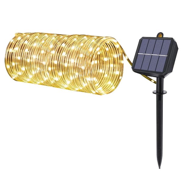 66 ft. 200LED Solar Rope String Lights in Warm White w/ 8Modes Waterproof Flexible Tube for Garden Patio Deck Pool Decor