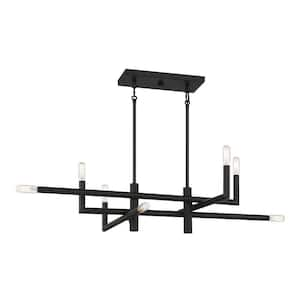 Cristofer 36 in. W x 8 in. H 8-Light Matte Black Linear Chandelier