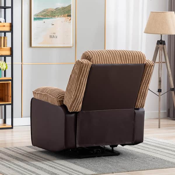 Easy Assembly Living Room Chairs Recliner Chair with Back Support Reading Chair with Footrest Ottomanson Fabric: Brown Polyester
