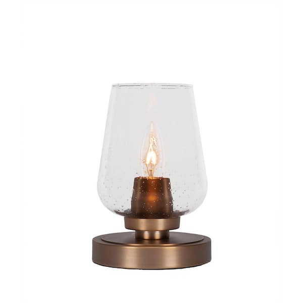 Unbranded Quincy 8 in. New Age Brass Accent Lamp with Clear Bubble Glass Shade