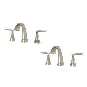 Somerville 8 in. Widespread 2-Handle Bathroom Faucet with Pop-Up Drain Set of 2 in Brushed Nickel