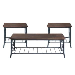 Percy Occasional Brown Rectangular Wood Table Set (3-Pieces)
